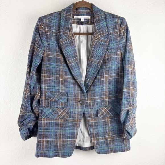 Veronica Beard Martel Dickey Cotton Linen Blend Plaid Dickey Jacket Blazer 2 - Picture 2 of 6